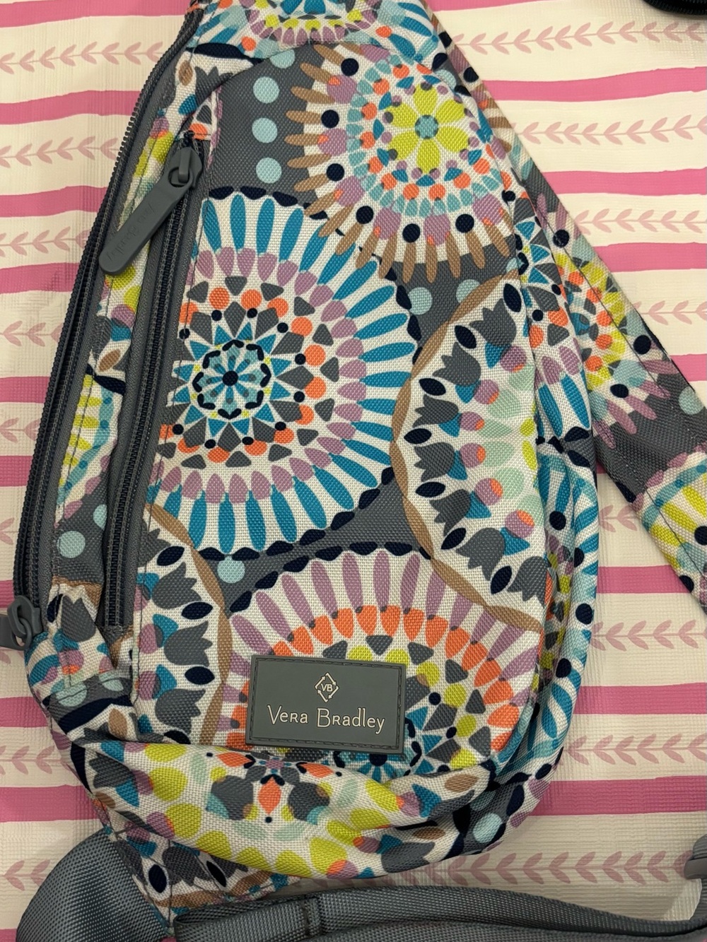Vera Bradley Gray Multicolor Mandala Crossbody Sling